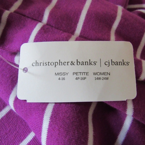 Christopher And Banks Purple Long Sleeve Striped Tee XL Cotton Crewneck Classic - Picture 7 of 8